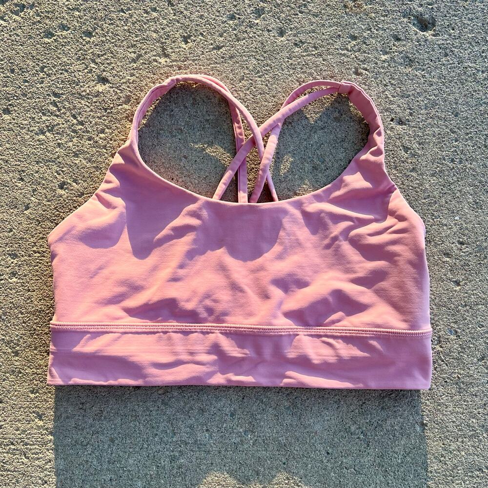 Lululemon Longline Sports Bra Pink Strappy 12 EUC